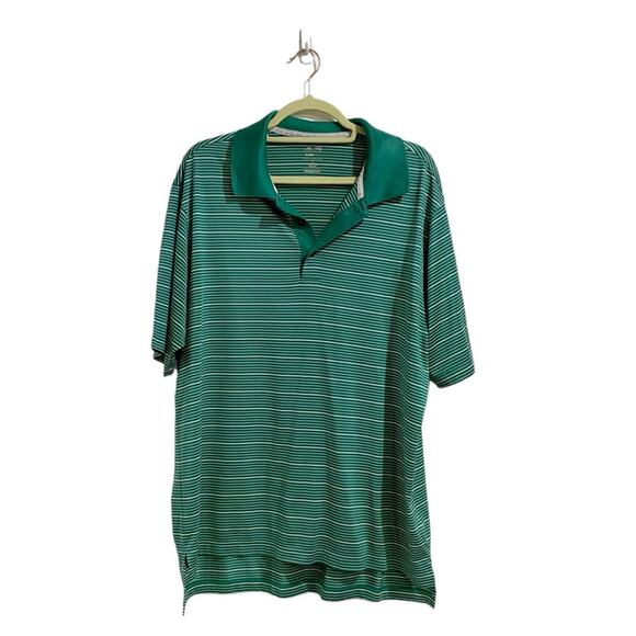 Adidas Green Striped Climalite Polo Shirt Sz L - Picture 2 of 13